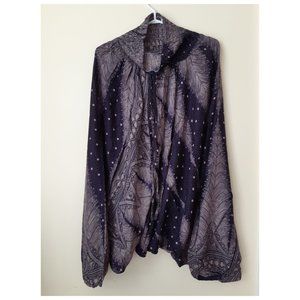 (A2)100% Rayon Harem Pants w/ Feather Print